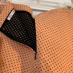 ZARA peach/black polka dot mini skirt!